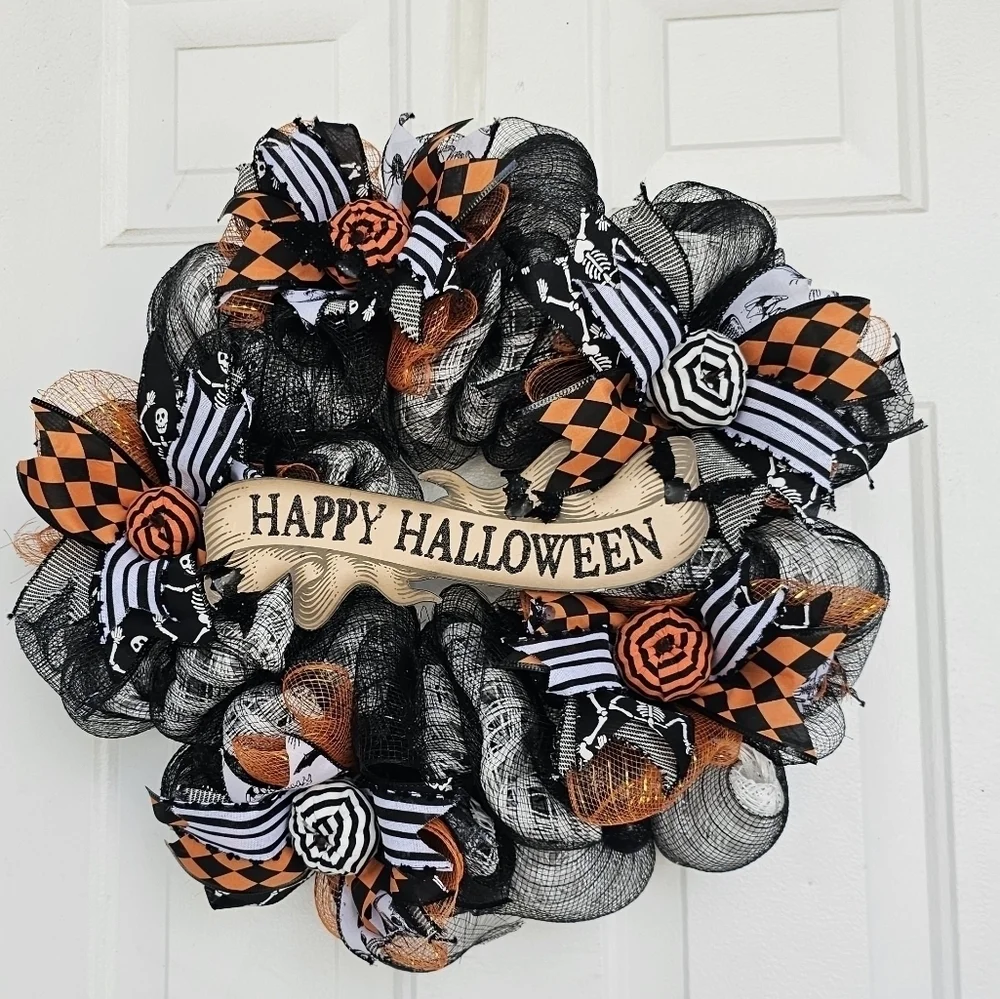 Handmade Halloween Wreath, Halloween Wreaths for Front Door, Front Door Wreath
